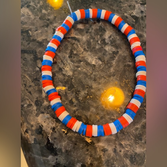 Other - Red, white and blue bracelet will fit 9 inch wrist homemade